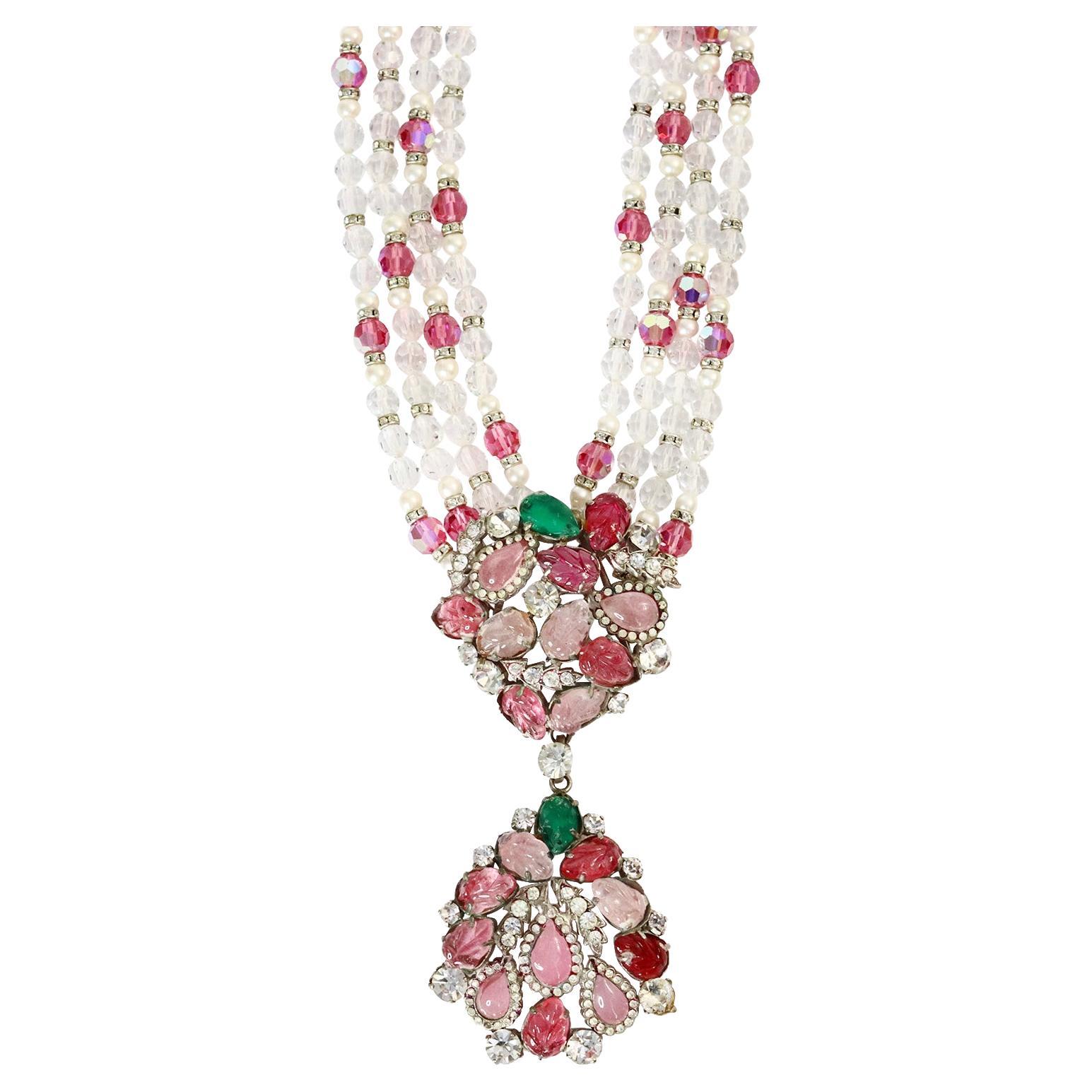 Halskette von Christian Dior mit Diamanten, Cabochons, Kristallen und Kunstperlen 2