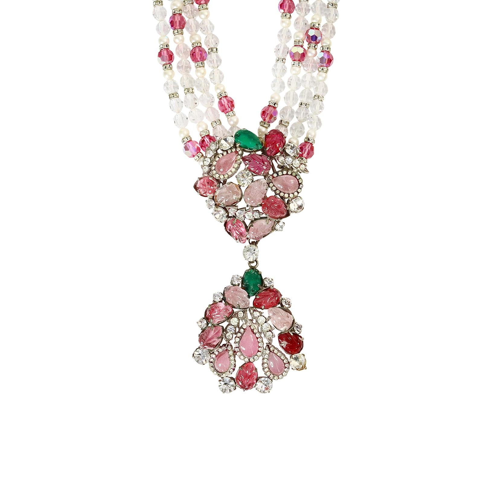 Halskette von Christian Dior mit Diamanten, Cabochons, Kristallen und Kunstperlen 3