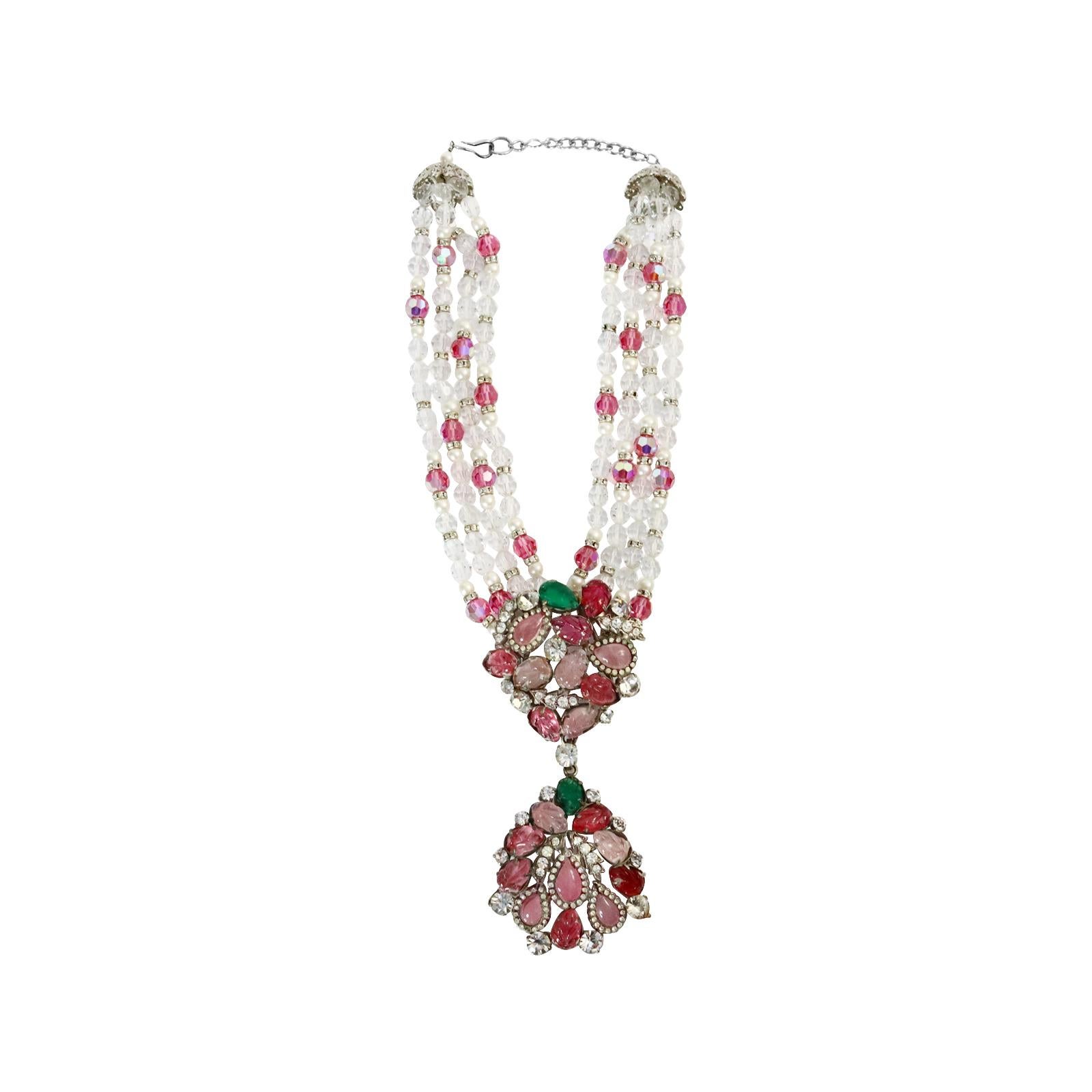 Halskette von Christian Dior mit Diamanten, Cabochons, Kristallen und Kunstperlen 4