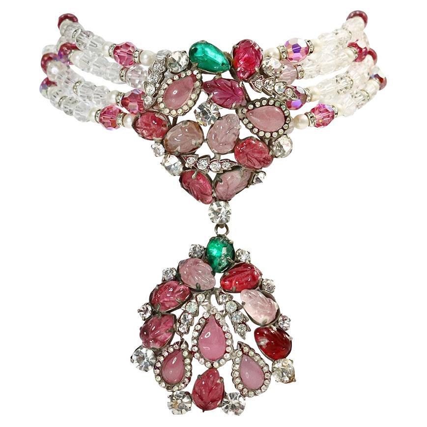 Vintage Christian Dior Diamante, Cabochons,Crystals,Faux Pearls Necklace