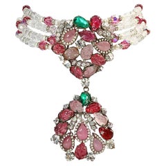 Vintage Christian Dior Diamante, Cabochons, Crystals, Faux Pearls Necklace