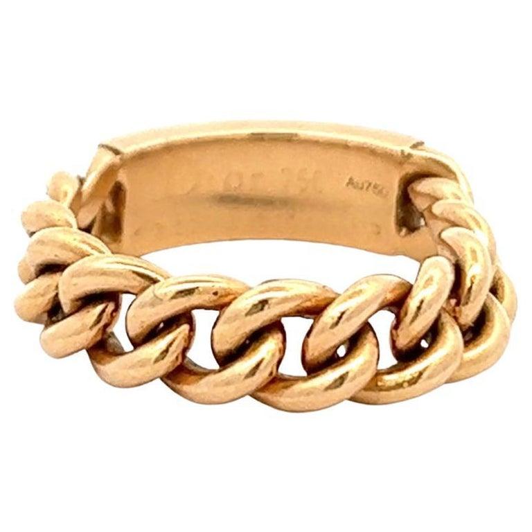 Vintage Christian Dior Diamond 18 Karat Yellow Gold Cable Chain Ring
