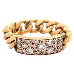 Vintage Christian Dior Diamond 18 Karat Yellow Gold Cable Chain Ring