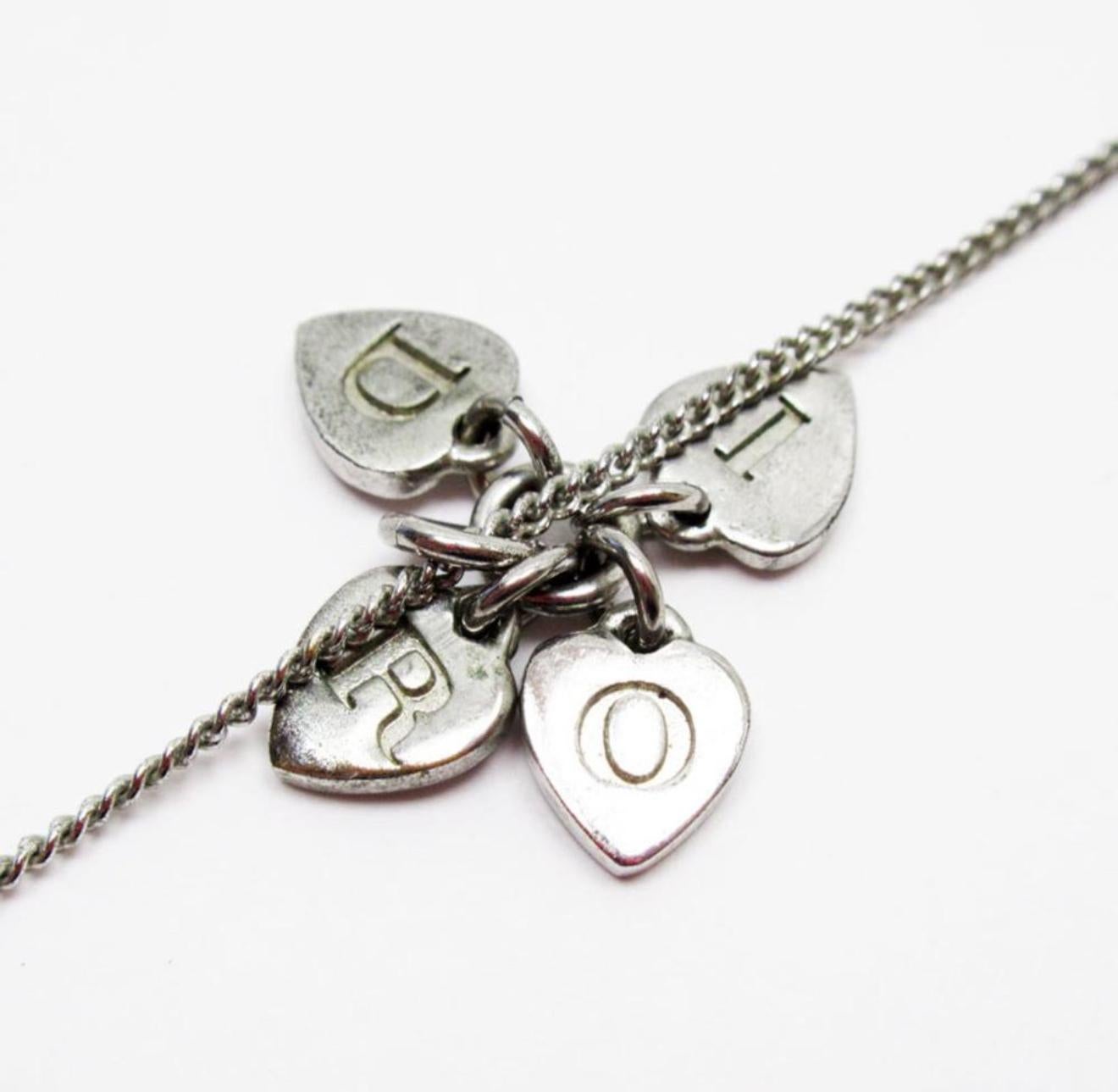 Vintage Christian Dior “DIOR” Charm Necklace 20 Inches For Sale 7