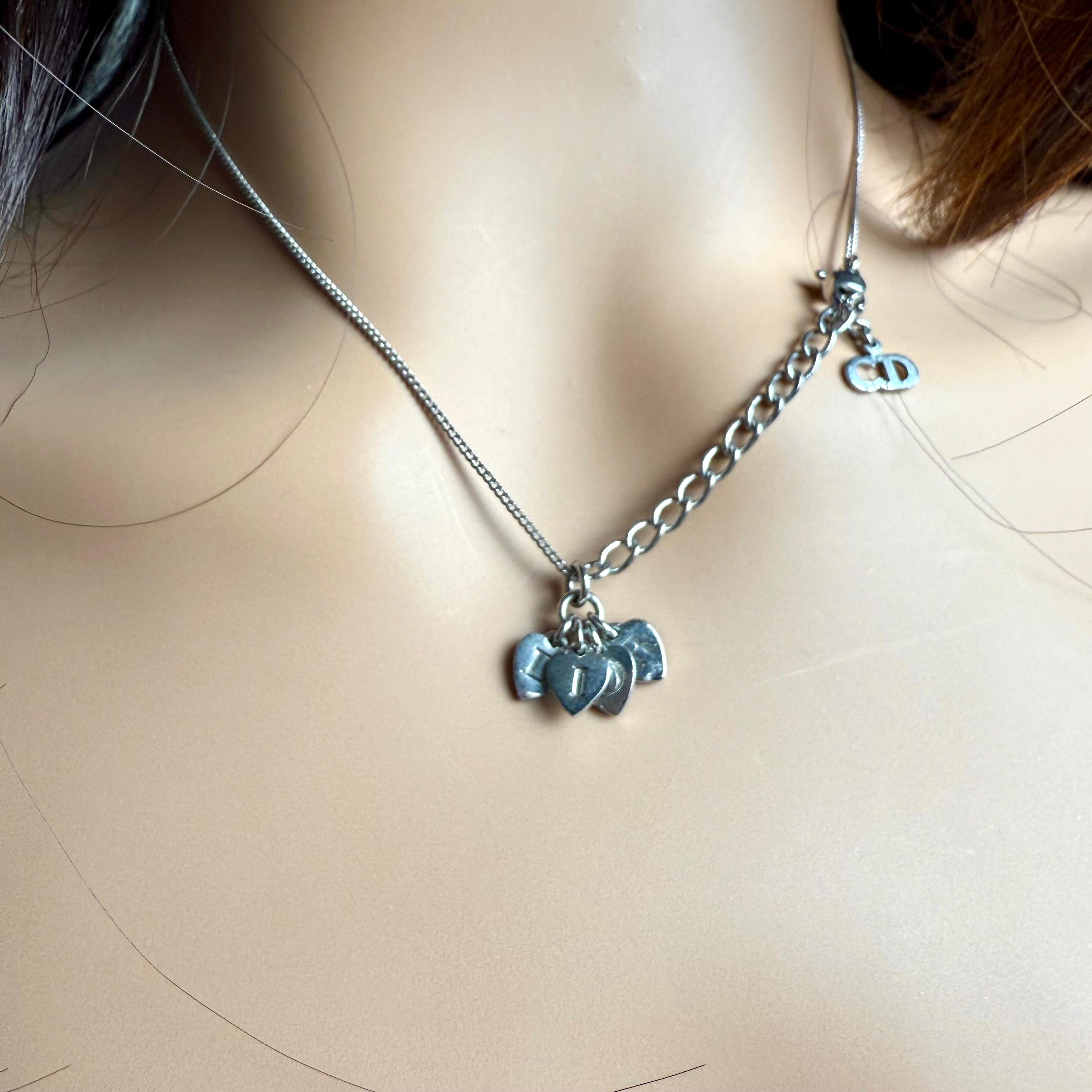 Modern Vintage Christian Dior “DIOR” Charm Necklace 20 Inches For Sale