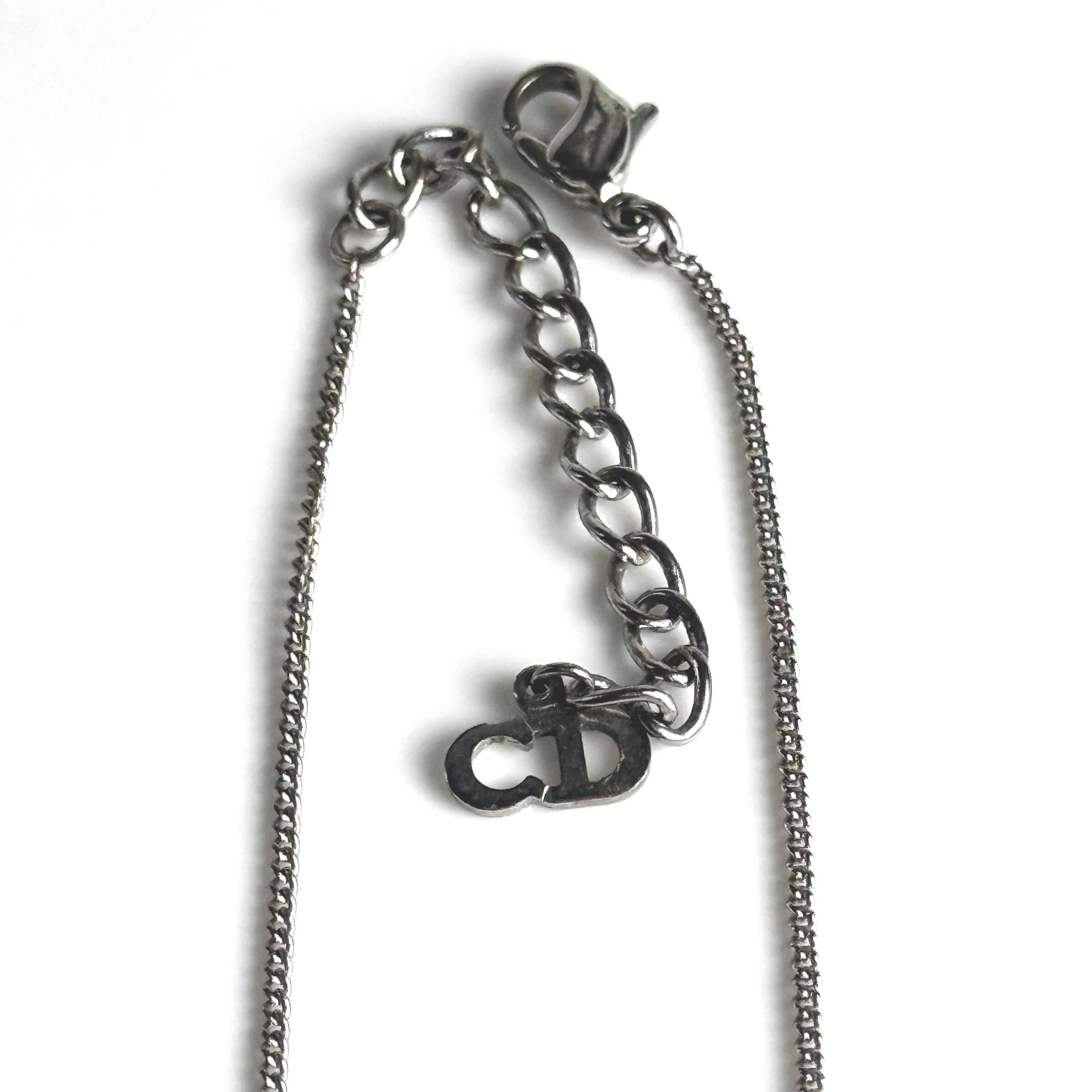 Vintage Christian Dior “DIOR” Charm Necklace 20 Inches In Good Condition For Sale In New York, NY