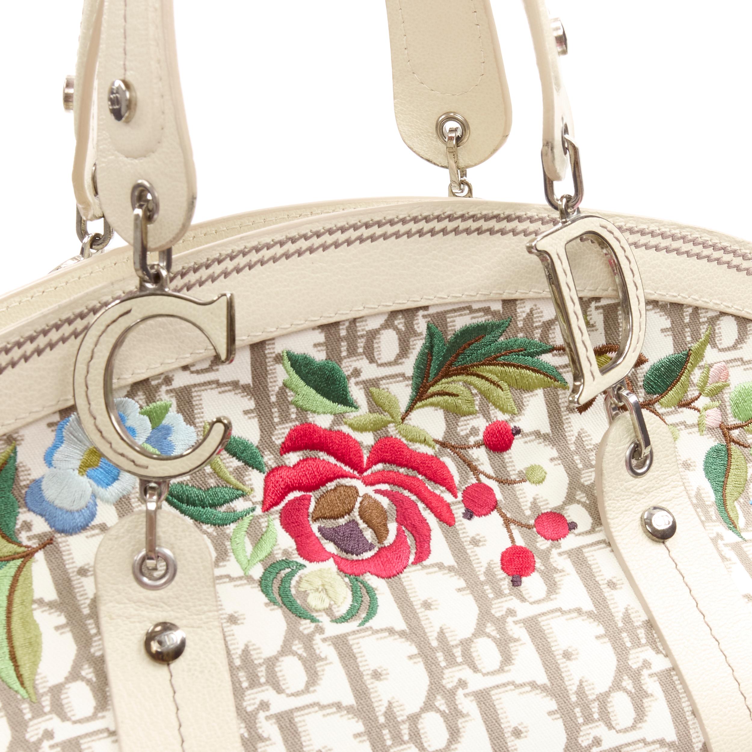 vintage CHRISTIAN DIOR Diorissimo Monogram  floral embroidered CD satchel bag In Good Condition In Hong Kong, NT