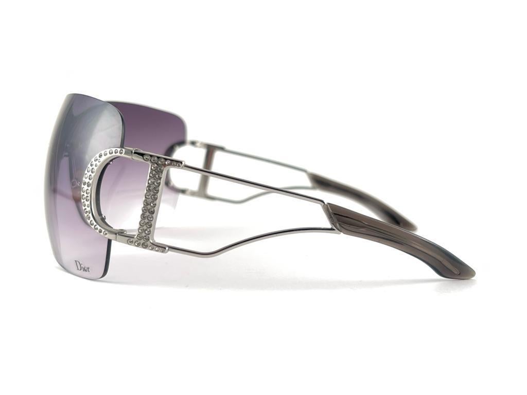 Vintage Christian Dior Diorly 1 Bubble Silver Wrap Sunglasses Fall 2000 Y2K In New Condition For Sale In Baleares, Baleares