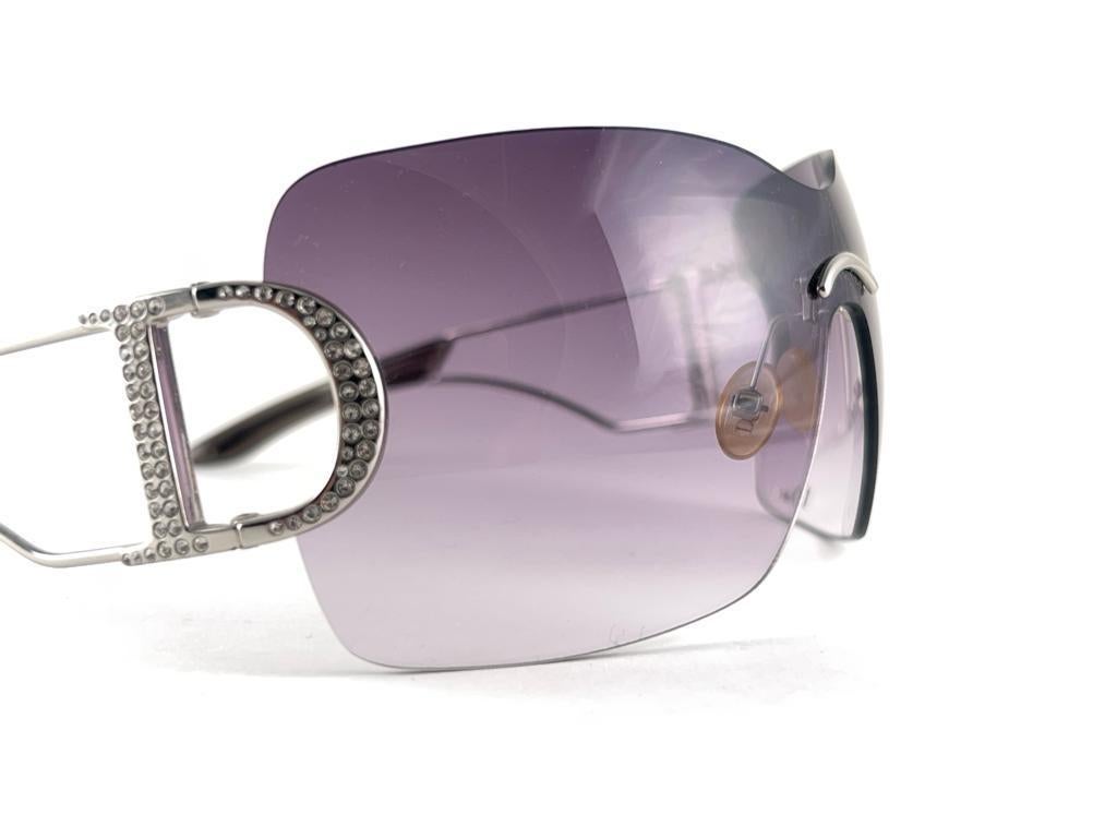 Vintage Christian Dior Diorly 1 Bubble Silver Wrap Sunglasses Fall 2000 Y2K For Sale 3