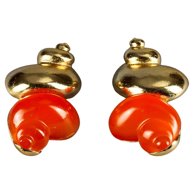 Vintage CHRISTIAN DIOR DUNE by Robert Goossens Shell Earrings For Sale
