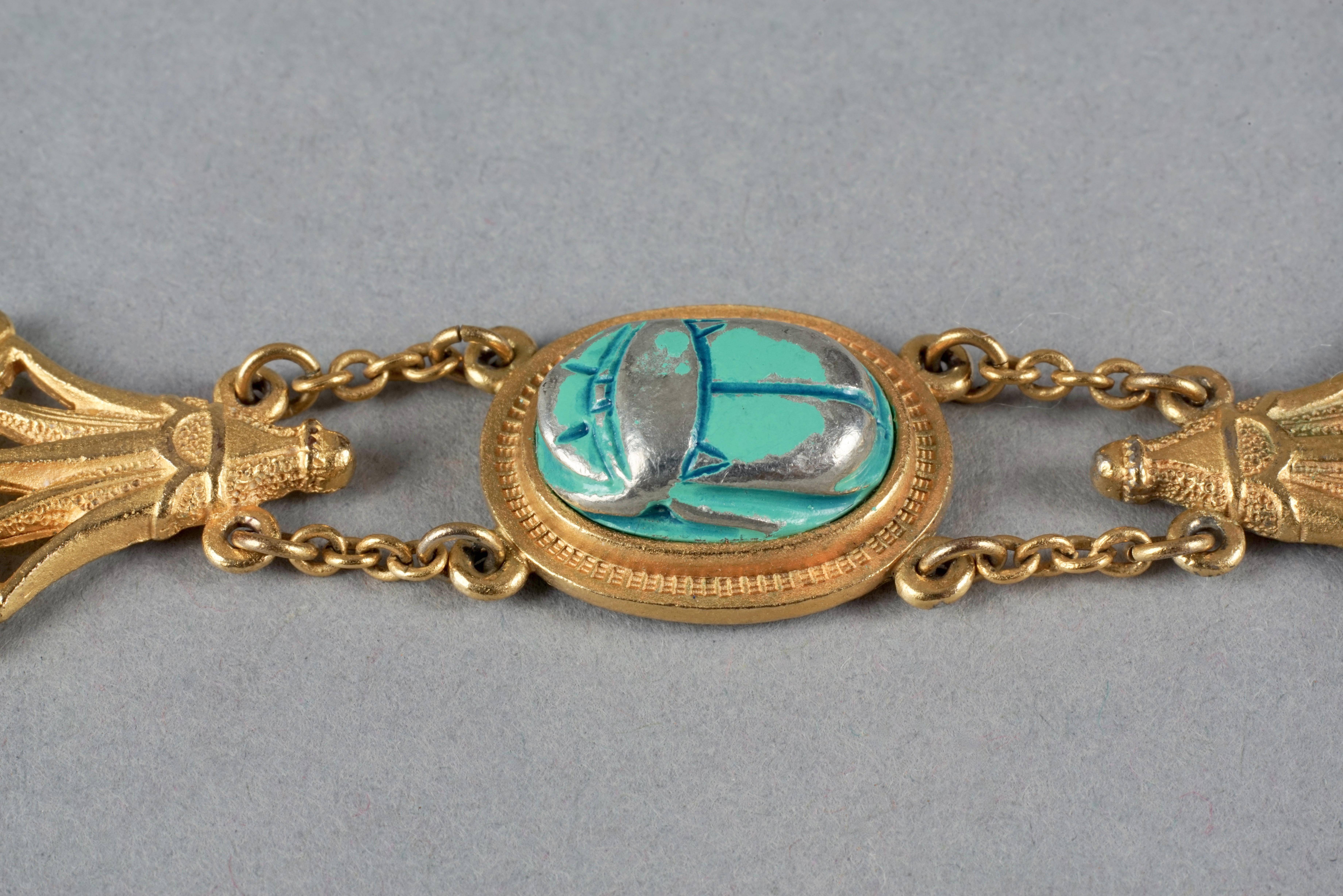 Vintage CHRISTIAN DIOR Egyptian Revival Scarab Chain Bracelet 4