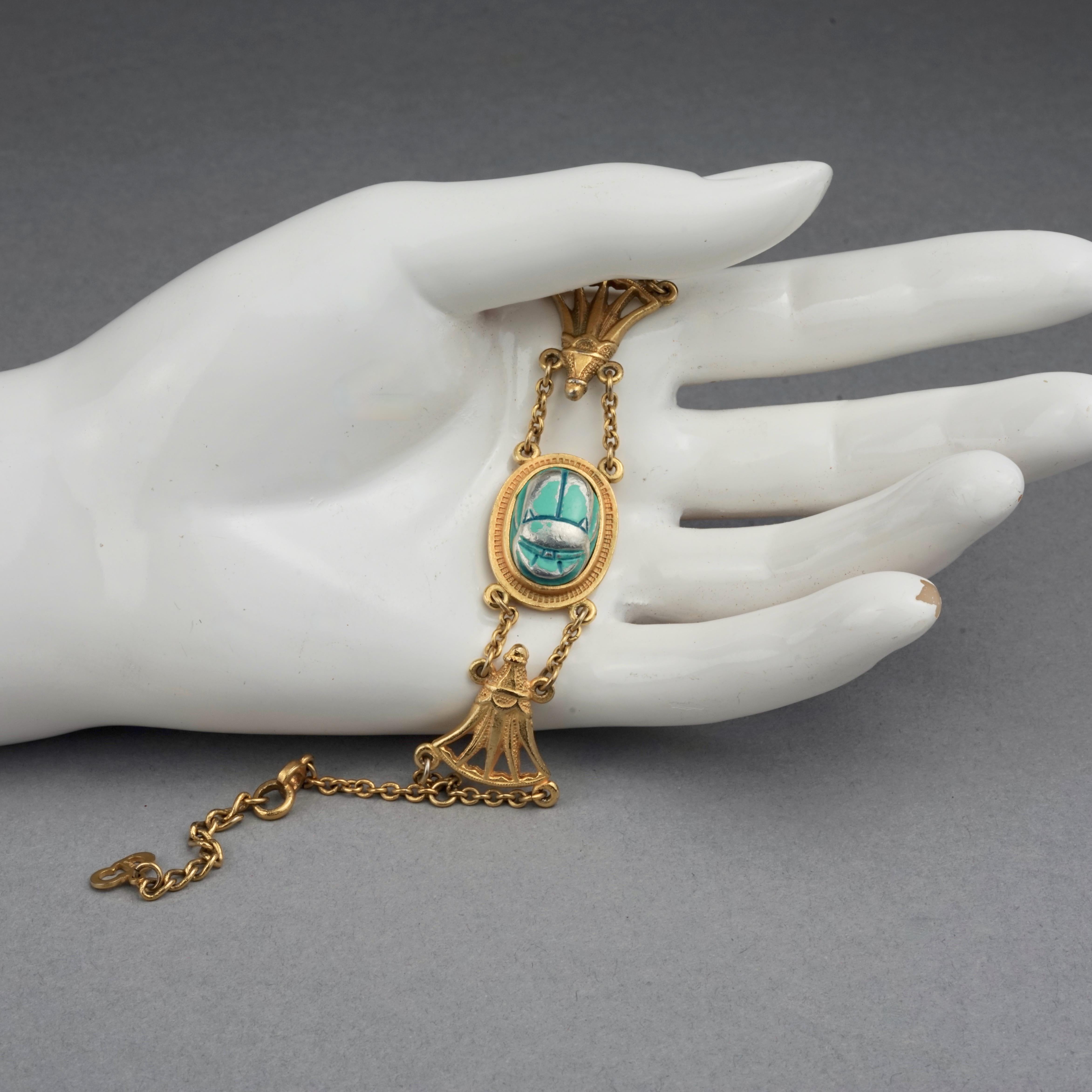 Women's Vintage CHRISTIAN DIOR Egyptian Revival Scarab Chain Bracelet