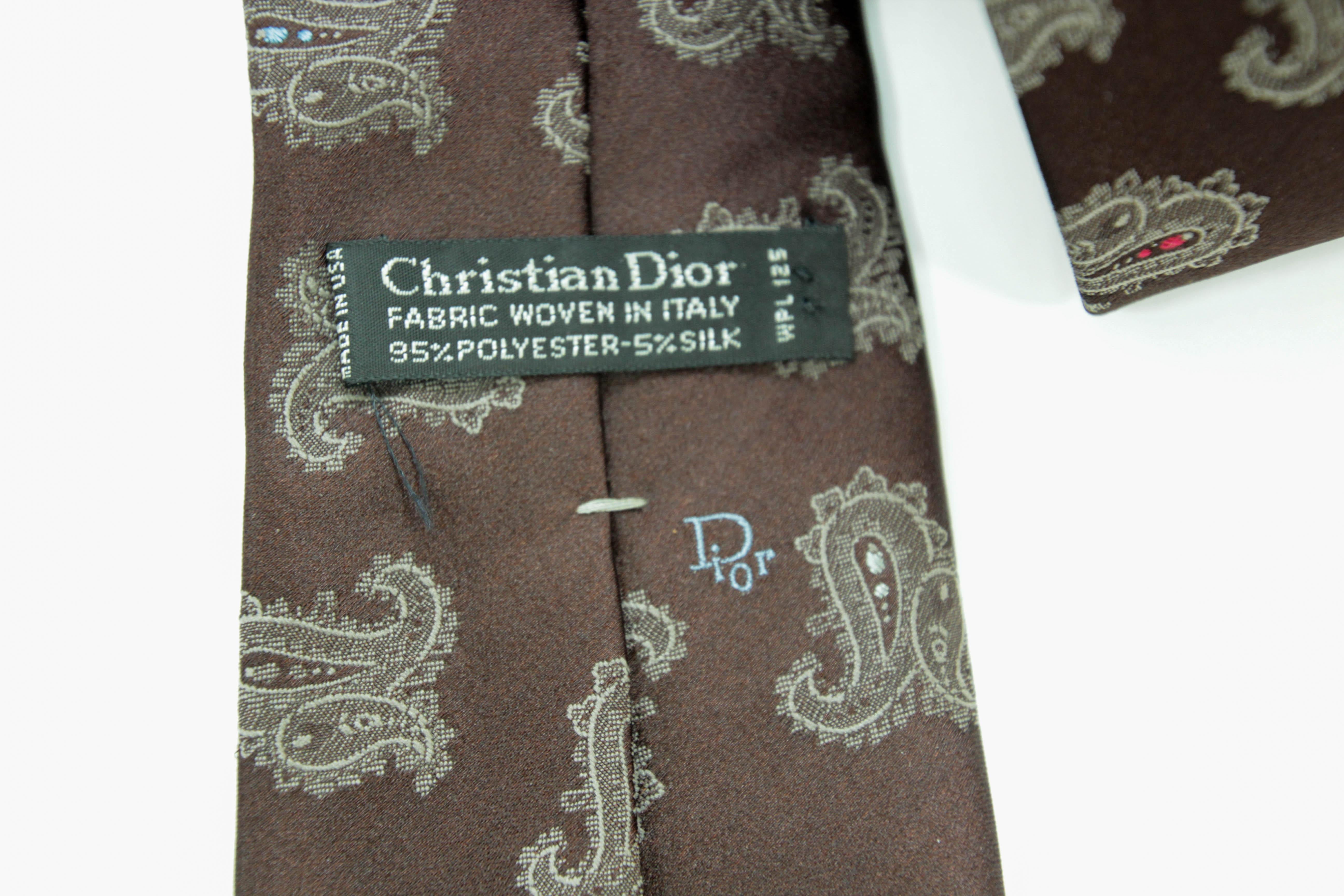 Noir Cravate Vintage Christian Dior Elegance Classic 1980 en vente