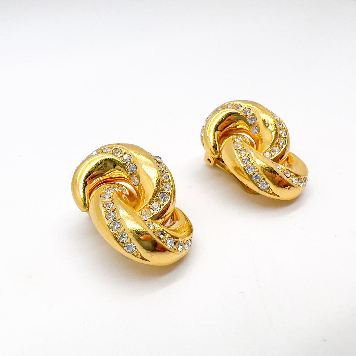 Women's Vintage Christian Dior Embellished Love Knot Earrings 1980s For Sale