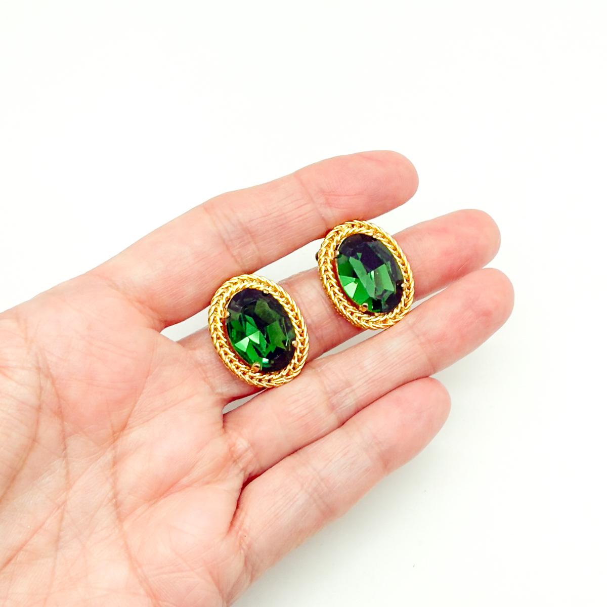 A Pair of Vintage Dior Emerald Earrings. These classic vintage Christian Dior earrings from 1968 are a beautiful example of the craftsmanship and design that defined the House of Dior during Marc Bohan’s long and celebrated tenure as Artistic