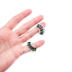 Vintage Christian Dior Emerald Marquise Curve Earrings 1960