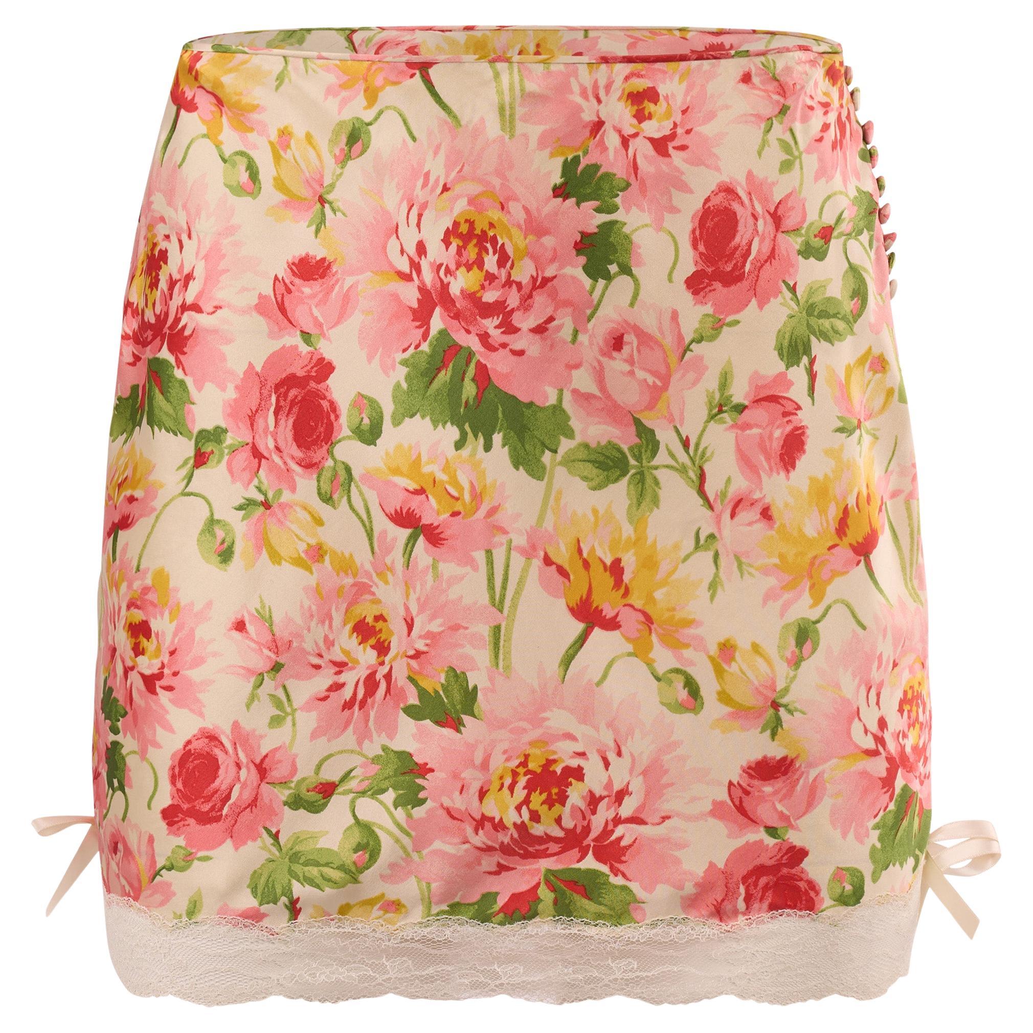 Vintage Christian Dior F/W 2003/04 Floral Lace Mini Skirt For Sale