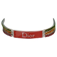 Christian Dior Choker vintage fantaisie Rasta en strass
