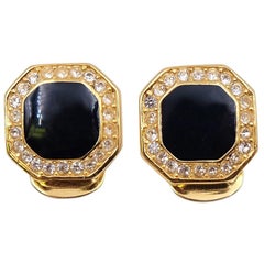 Vintage Christian Dior Faux Onyx Earrings 1990s
