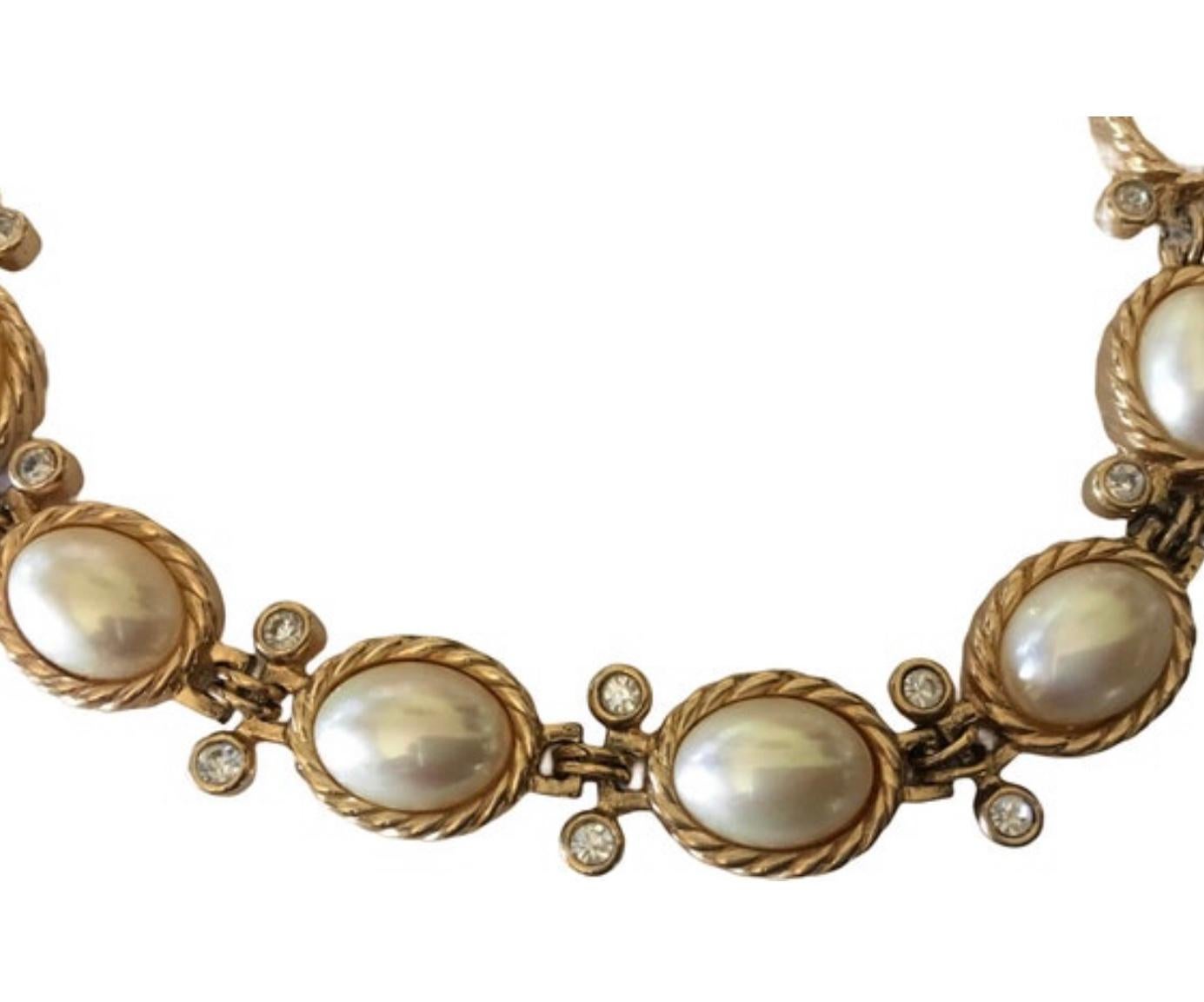 Vintage Christian Dior Faux Pearl Chunky Statement Necklace For Sale 2