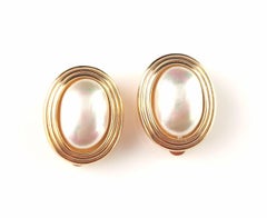 Vintage Christian Dior faux pearl clip on earrings, Gold tone