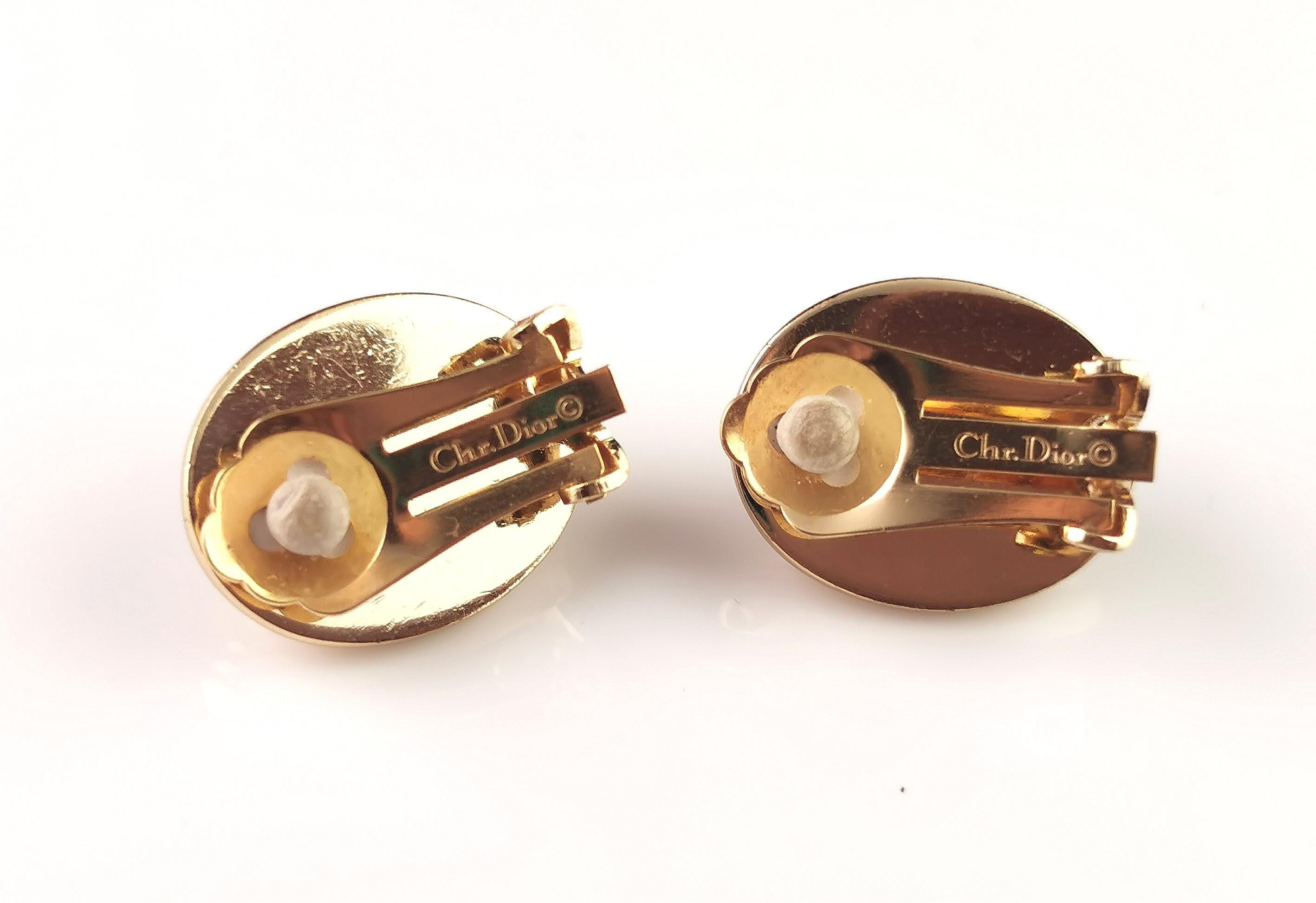 Vintage Christian Dior faux Perle Clip auf Ohrringe, Gold-Ton Damen im Angebot