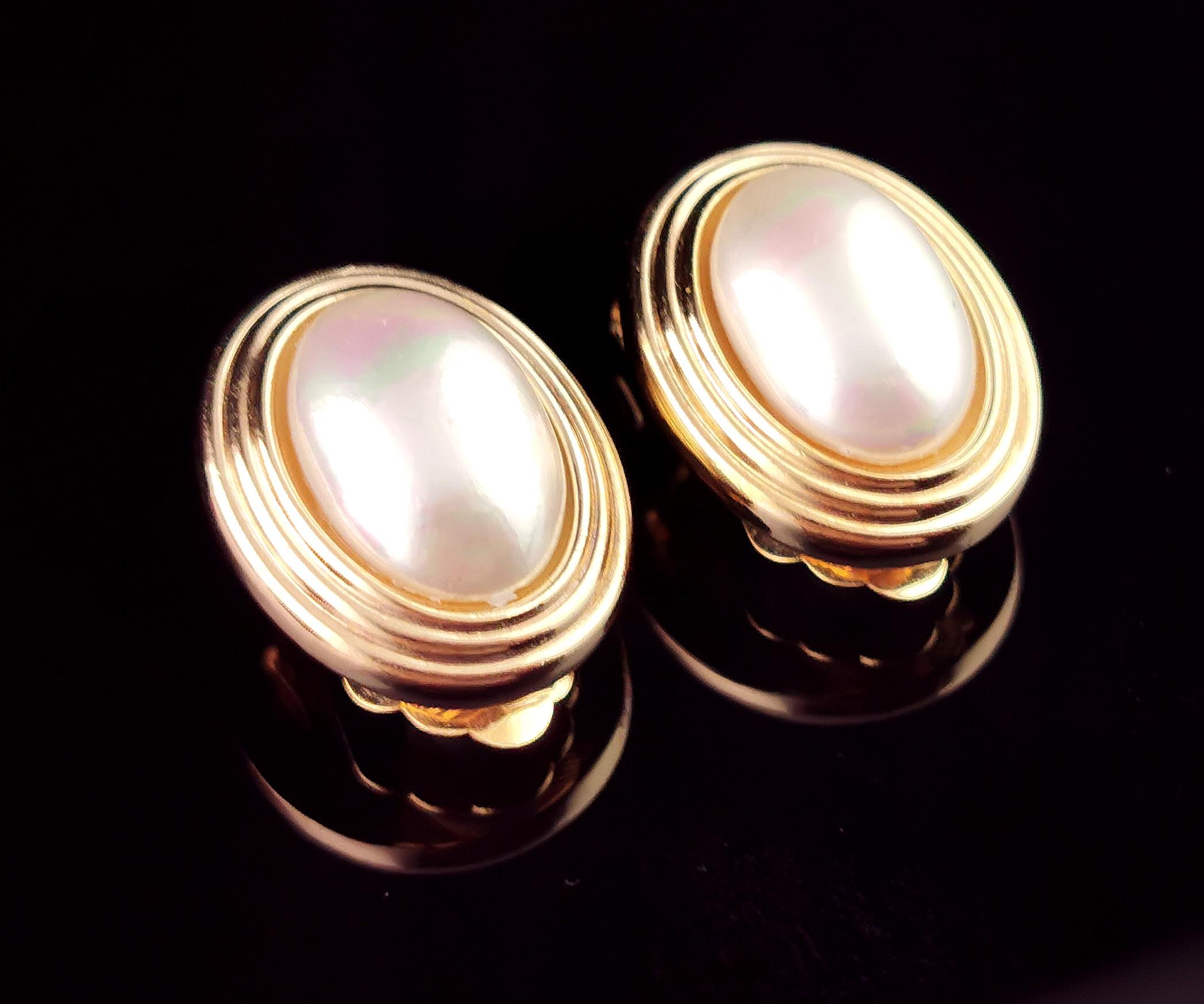 Vintage Christian Dior faux Perle Clip auf Ohrringe, Gold-Ton im Angebot 4