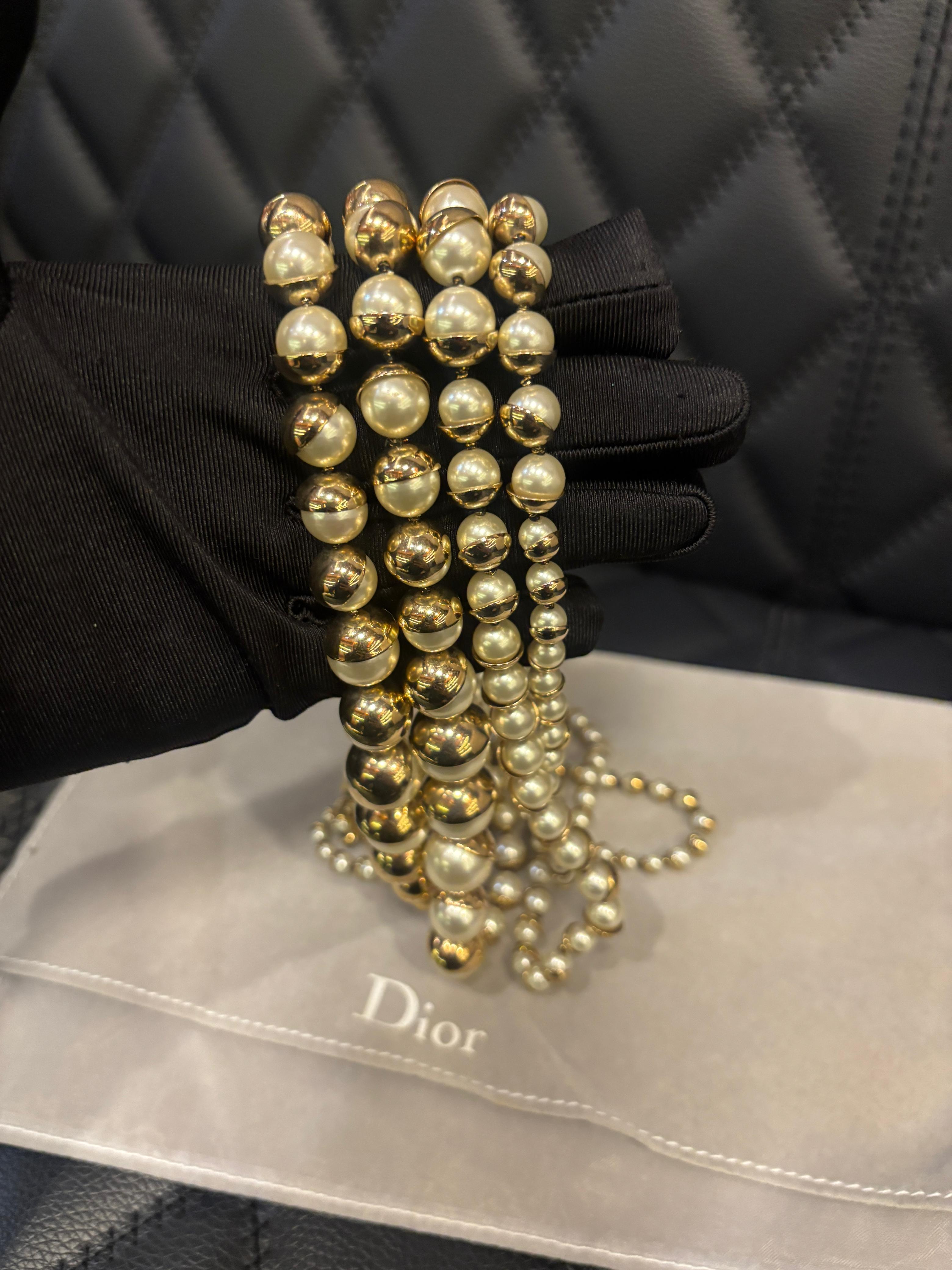Vintage Christian Dior Faux Pearl Layered Necklace For Sale 1