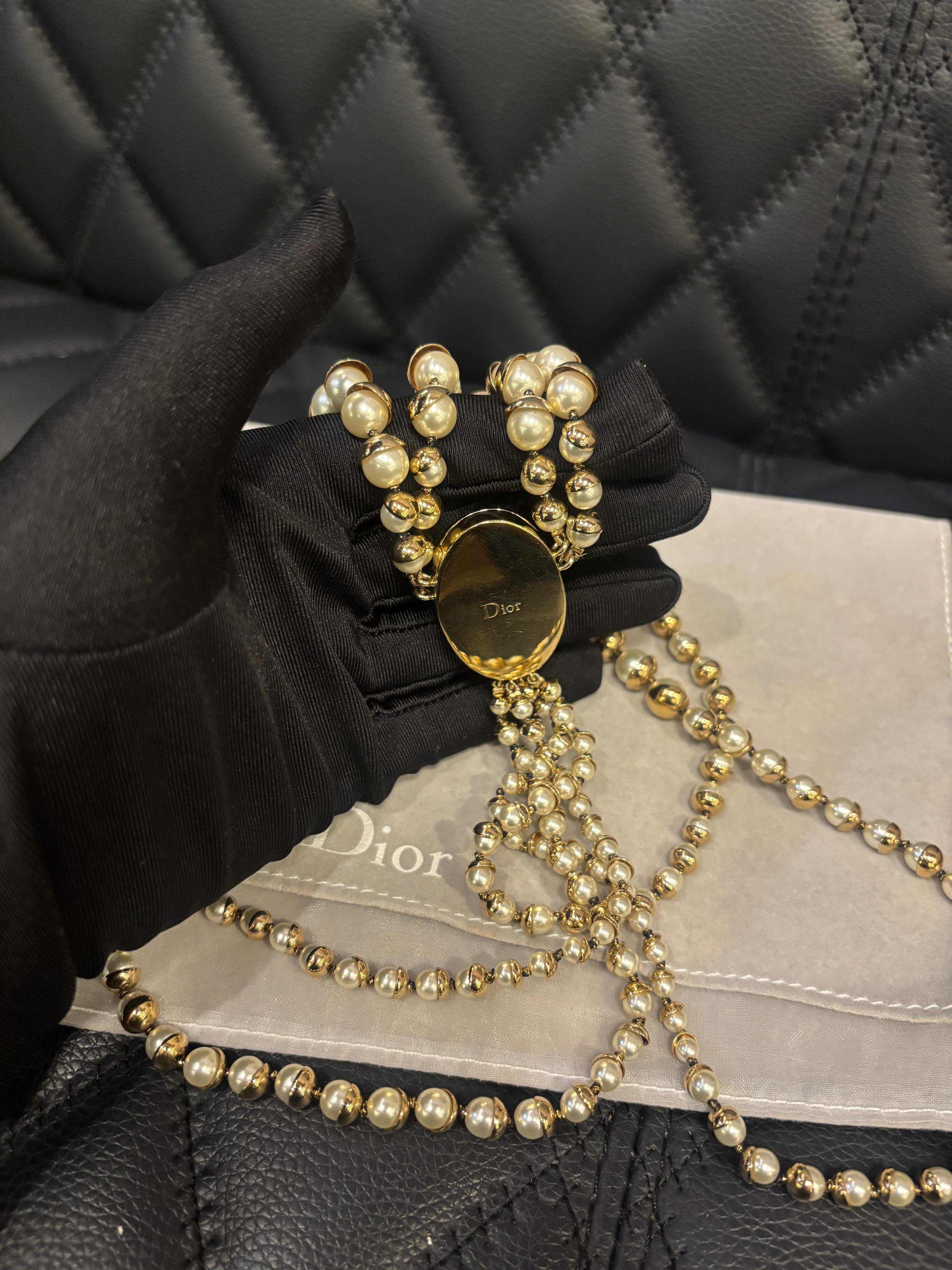 Vintage Christian Dior Faux Pearl Layered Necklace For Sale 2