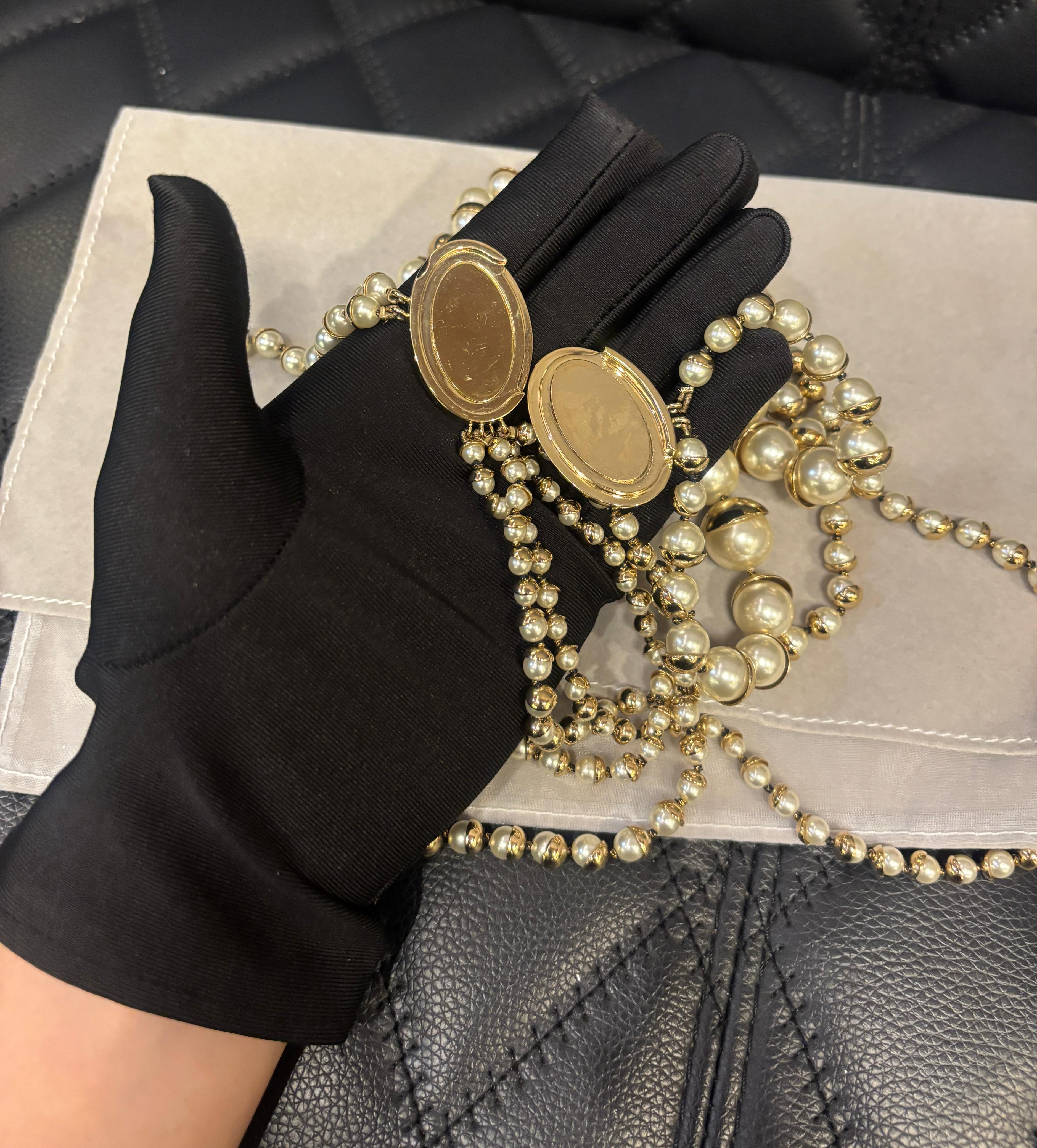 Vintage Christian Dior Faux Pearl Layered Necklace For Sale 3