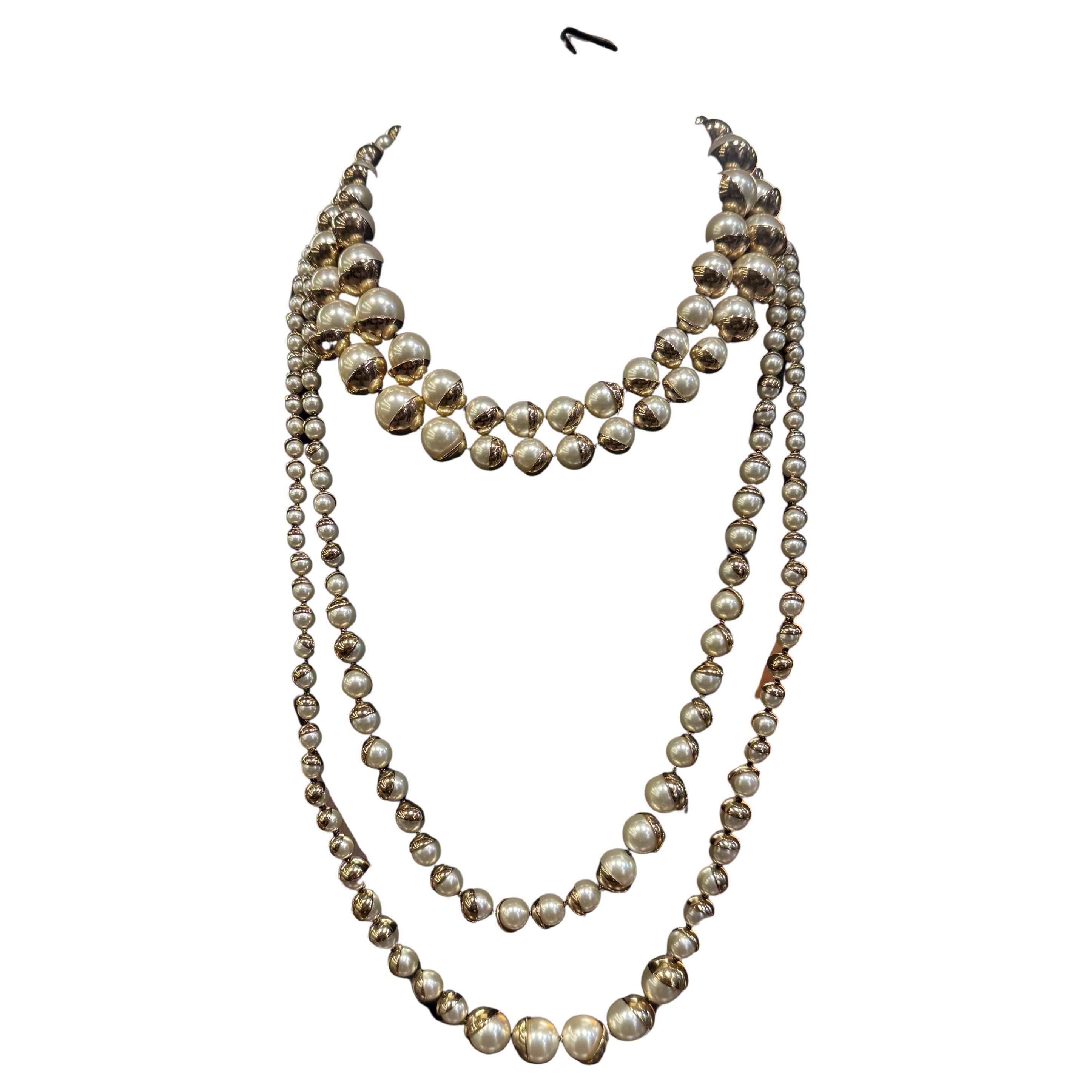 Collana a strati di perle finte vintage di Christian Dior