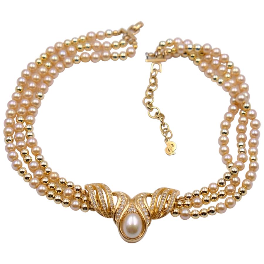 Vintage Christian Dior Faux Pearl Necklace 1980's