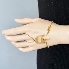 Vintage CHRISTIAN DIOR Flaming D Logo Rhinestone Ring Bracelet