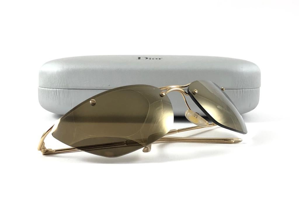 Vintage Christian Dior FLASH Wickel-Sonnenbrille aus Gold 2000 Y2K im Angebot 5