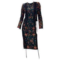 Vintage Christian Dior Floral Denim Corset Suit from the John Galliano Era