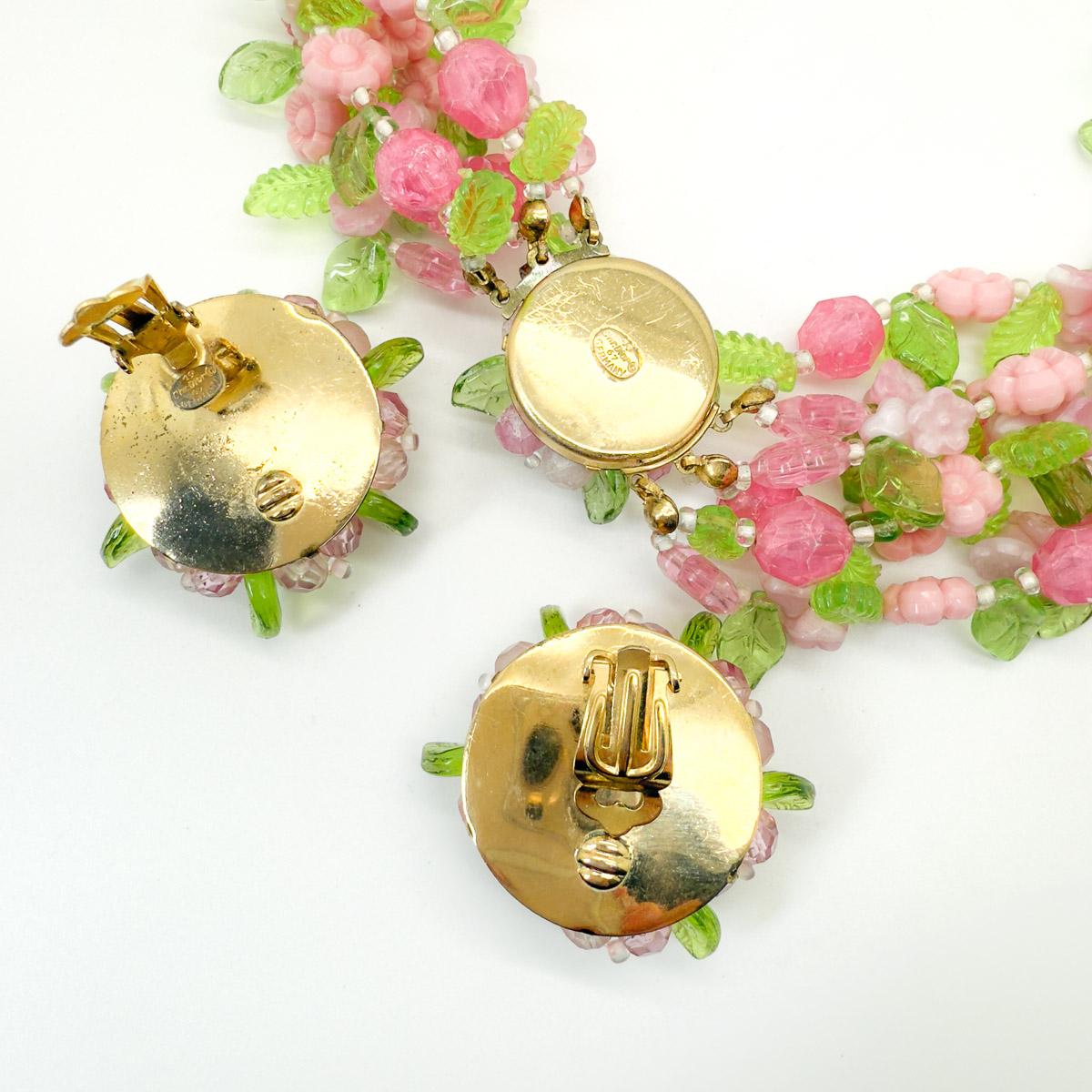 Vintage Christian Dior Floral Necklace & Earring Set 1967 For Sale 2