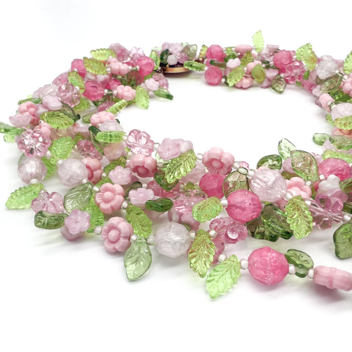 Vintage Christian Dior Floral Necklace & Earring Set 1967 For Sale 3