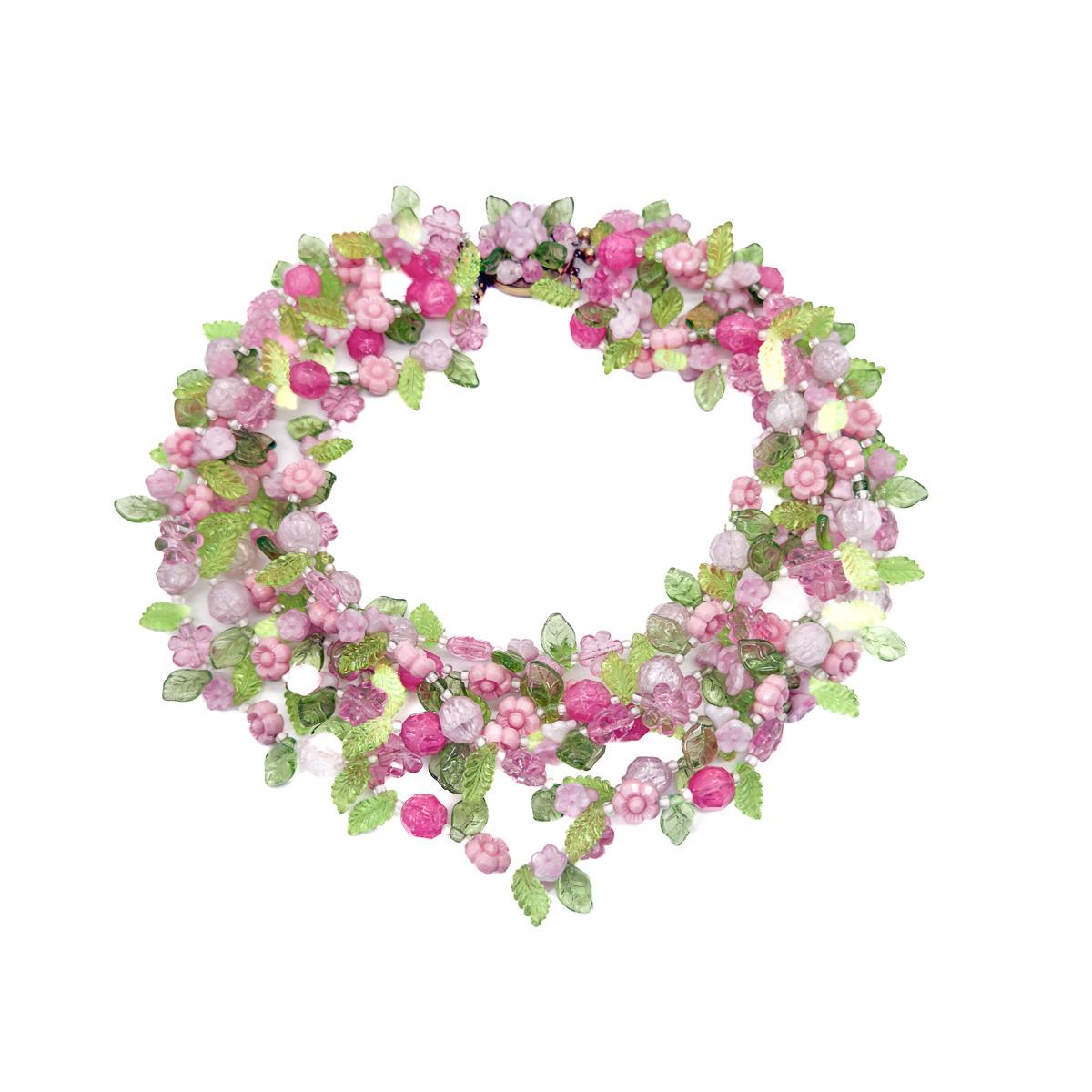 Vintage Christian Dior Floral Necklace & Earring Set 1967 For Sale 4
