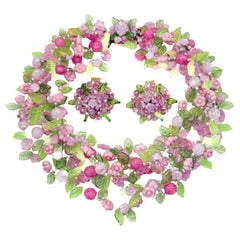 Vintage Christian Dior Floral Necklace & Earring Set 1967