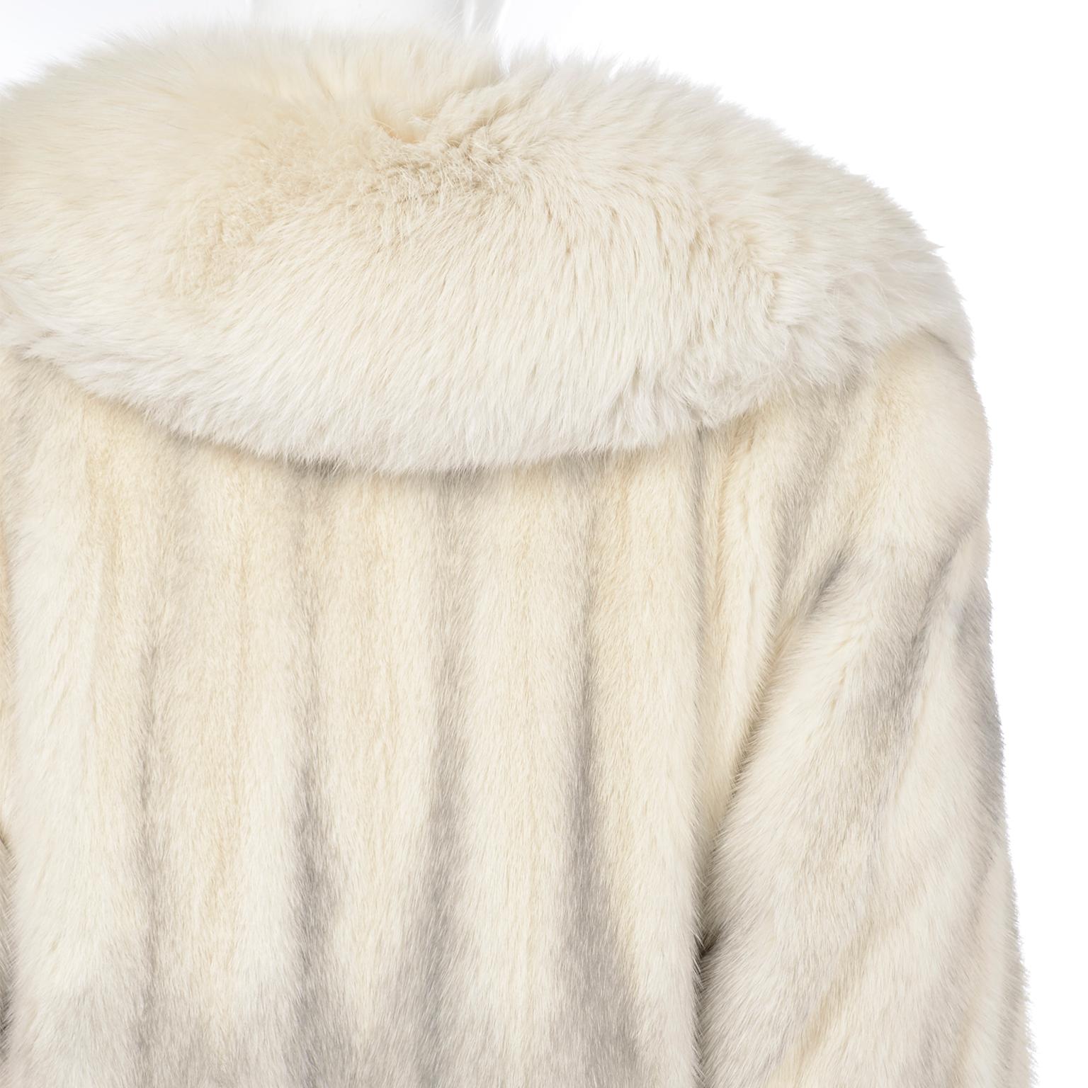 Vintage Christian Dior Fourrure White Mink Fur Coat w Fox Fur Collar 4