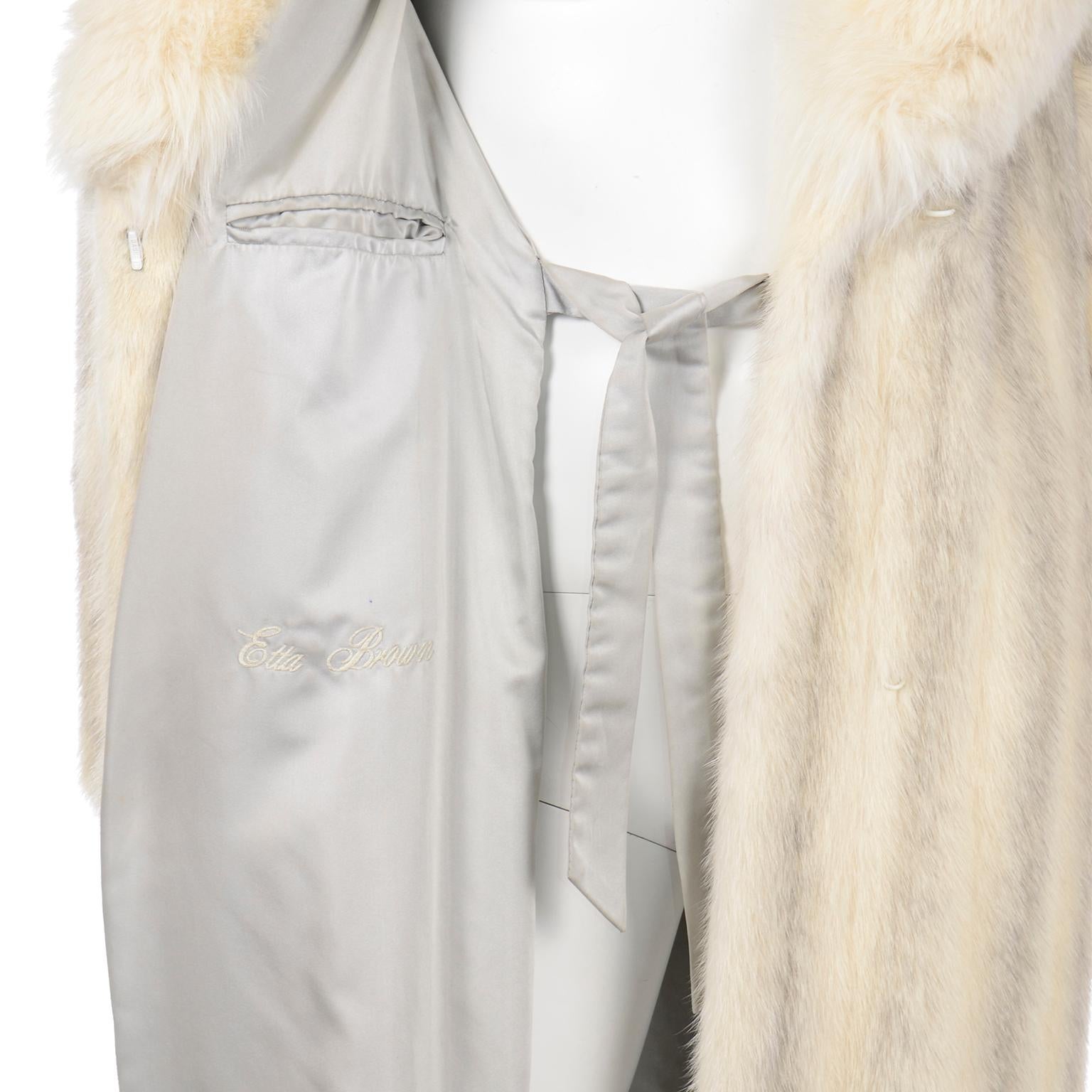 Vintage Christian Dior Fourrure White Mink Fur Coat w Fox Fur Collar 5
