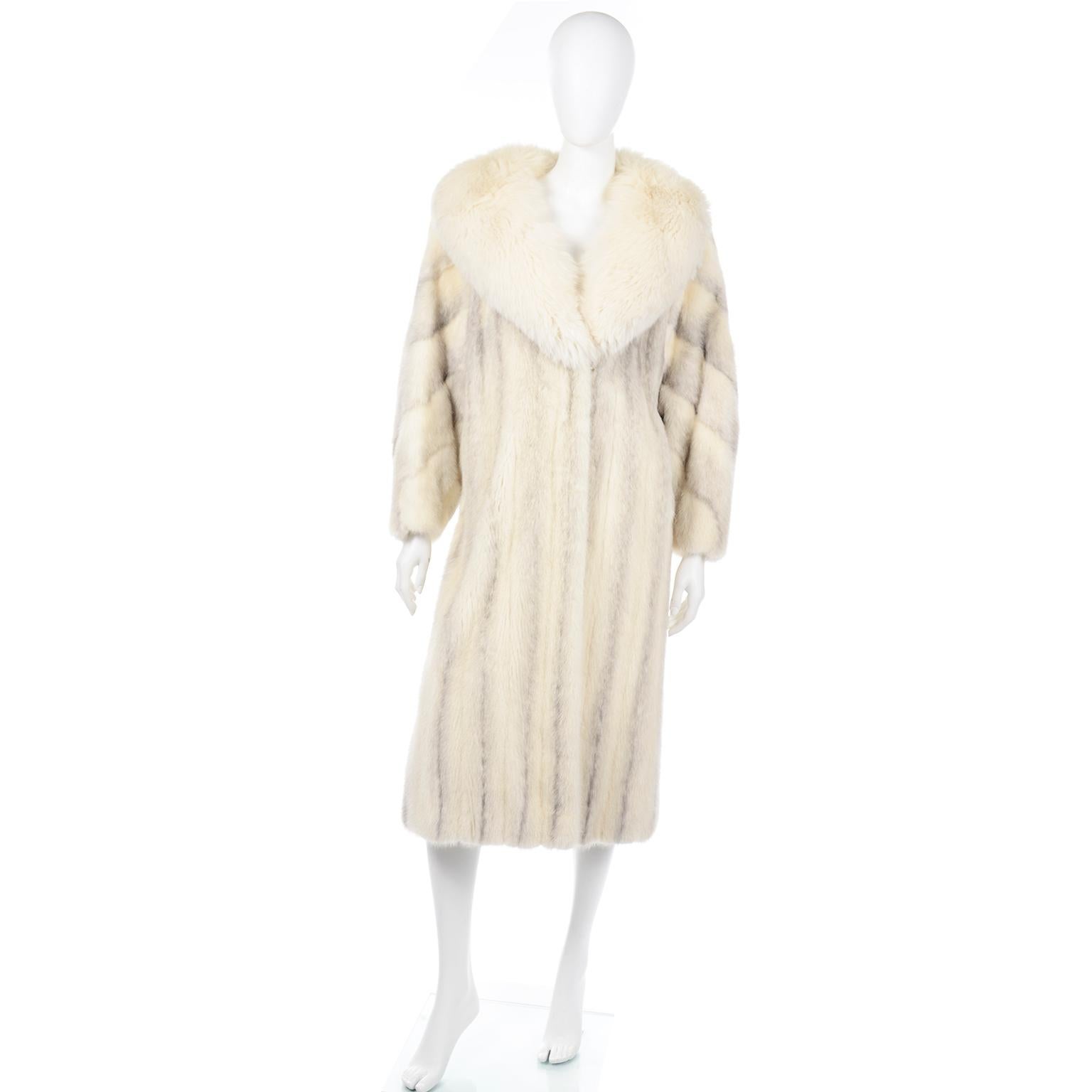 Vintage Christian Dior Fourrure White Mink Fur Coat w Fox Vintage Christian Dior Fourrure White Mink Fur Coat w Fox