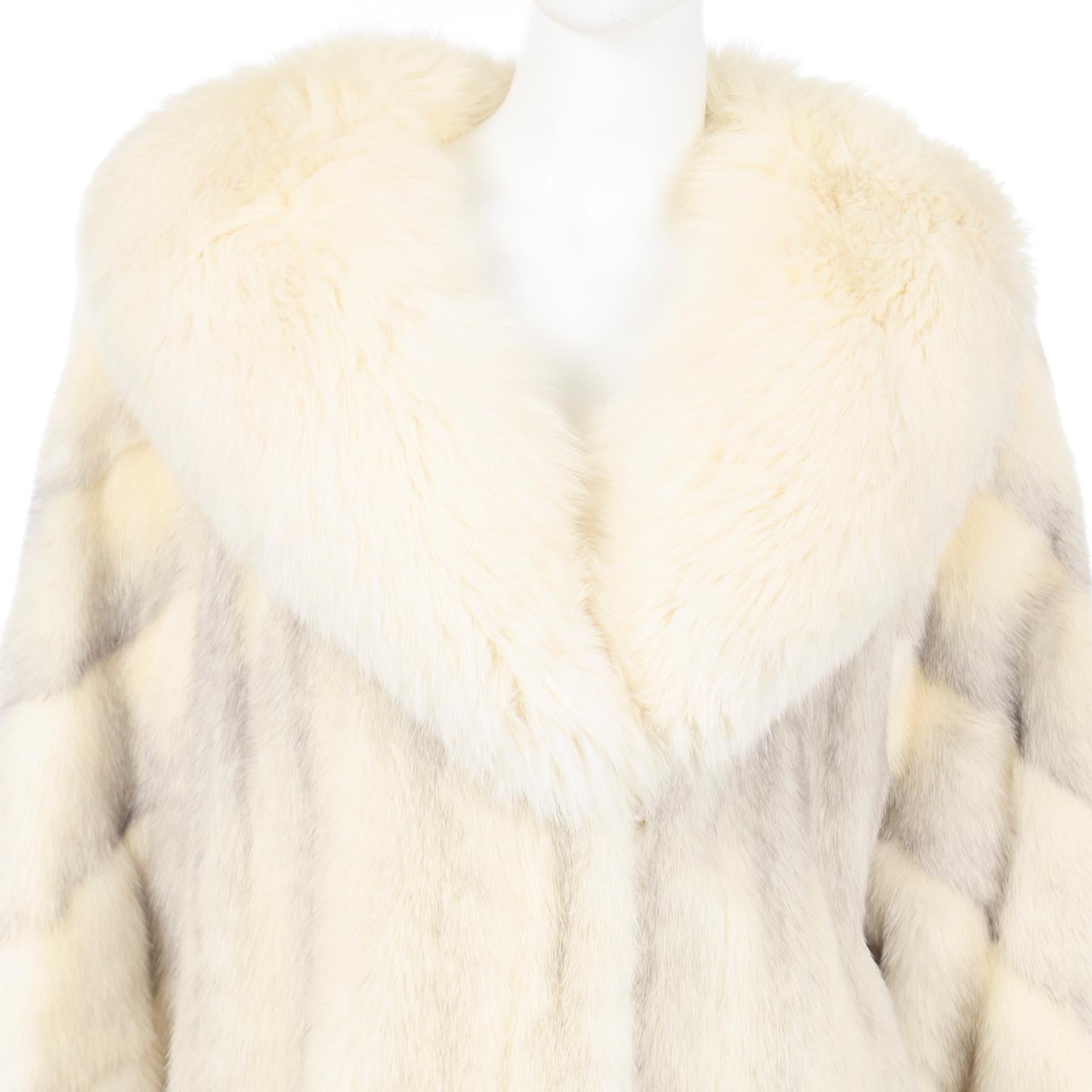 Vintage Christian Dior Fourrure White Mink Fur Coat w Fox Fur Collar 1
