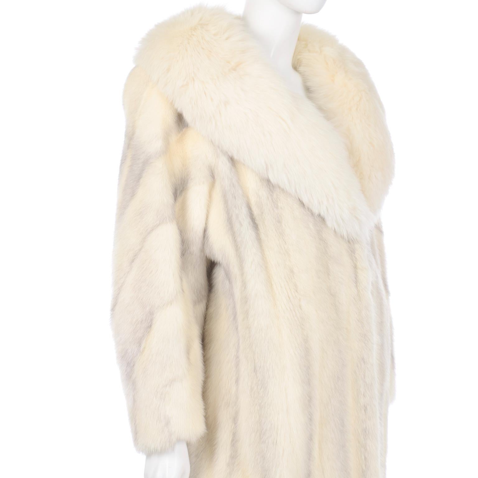 Vintage Christian Dior Fourrure White Mink Fur Coat w Fox Fur Collar 2