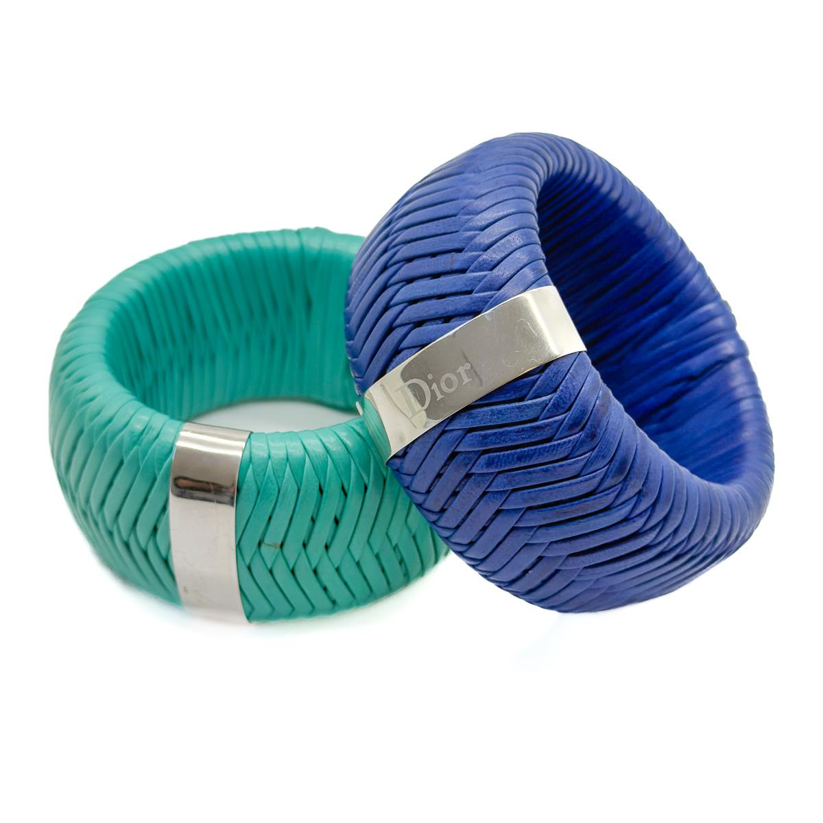 Vintage Christian Dior Galliano Jumbo Leather Weave Stack with Logo 2000s In Good Condition For Sale In Wilmslow, GB