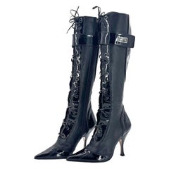 Vintage Christian Dior Galliano Montaigne 1945 Botas altas de punta 35.5