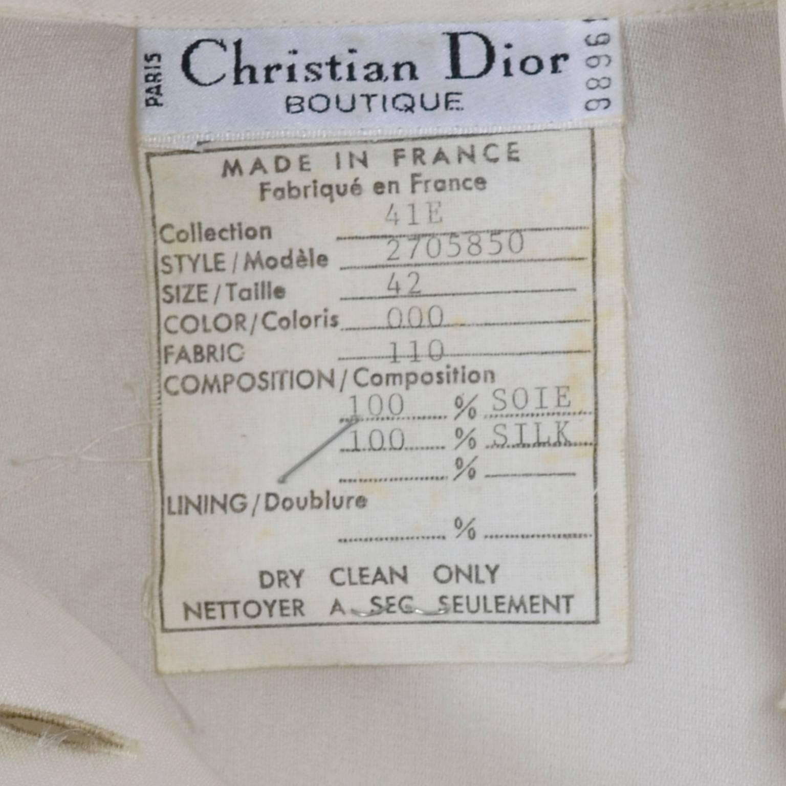 Vintage Christian Dior Gianfranco Ferre Organza White Blouse W Jewels & Cufflink 12