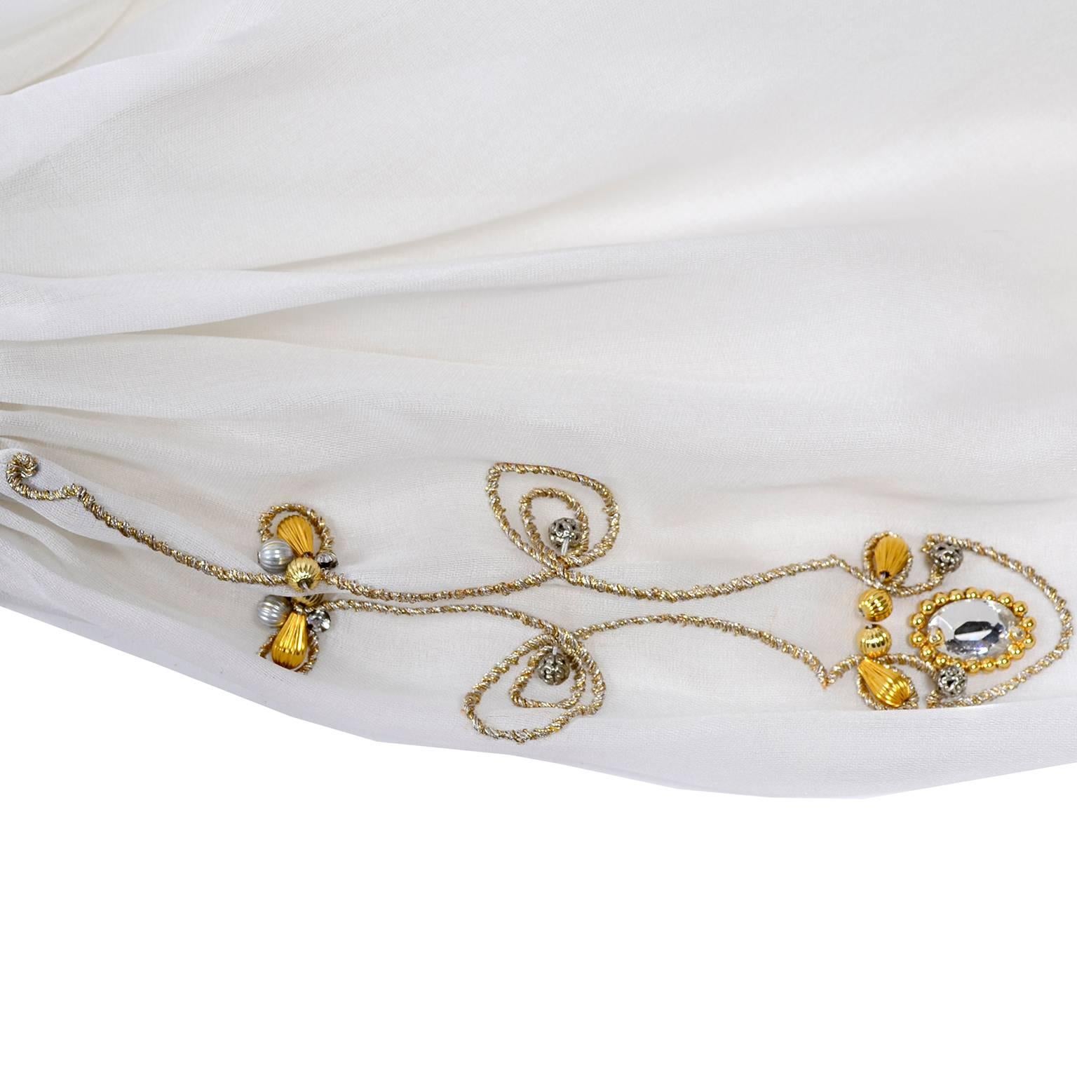 Vintage Christian Dior Gianfranco Ferre Organza White Blouse W Jewels & Cufflink 1