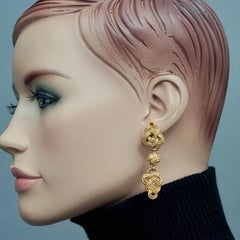 Vintage CHRISTIAN DIOR Gilt Knotted Rope Dangling Earrings