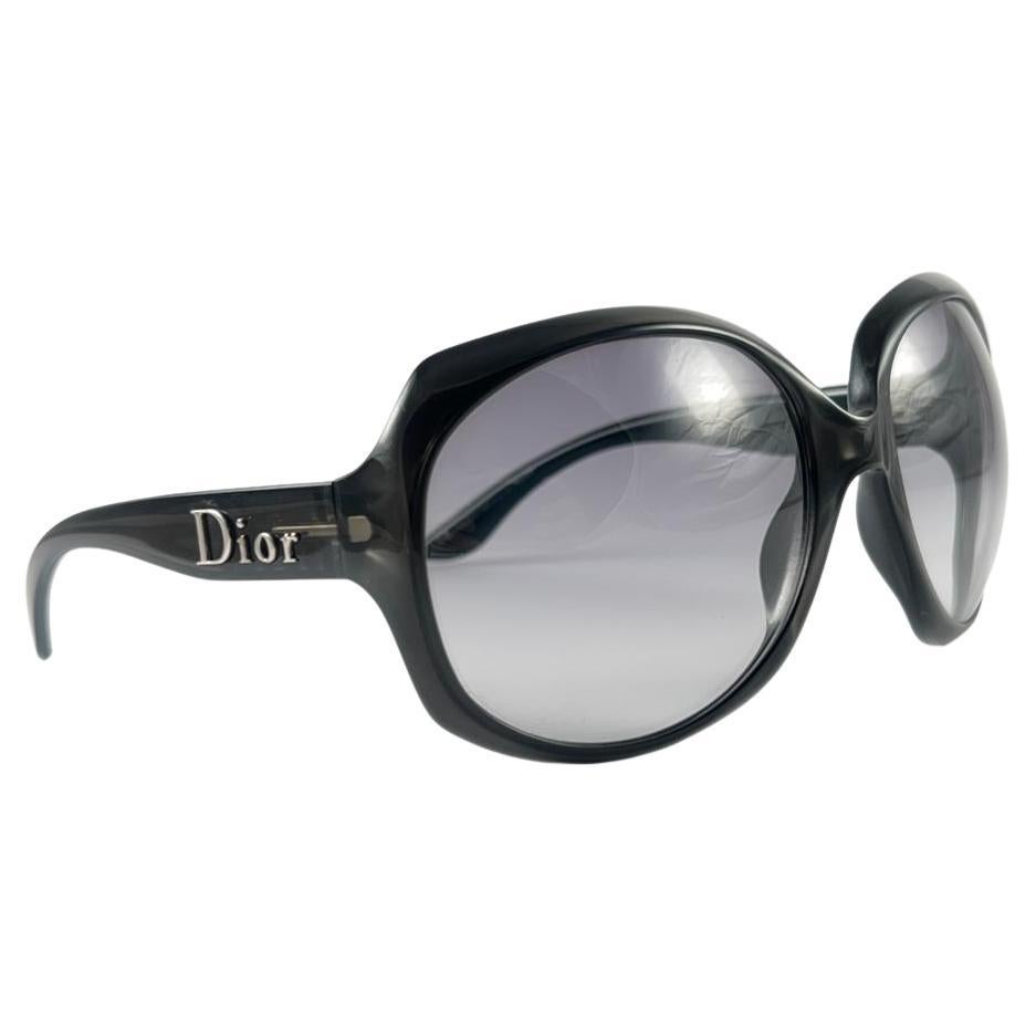 Vintage Christian Dior " GLOSSY " Dark Grey  Oversized Sunglasses 2000's Italy For Sale
